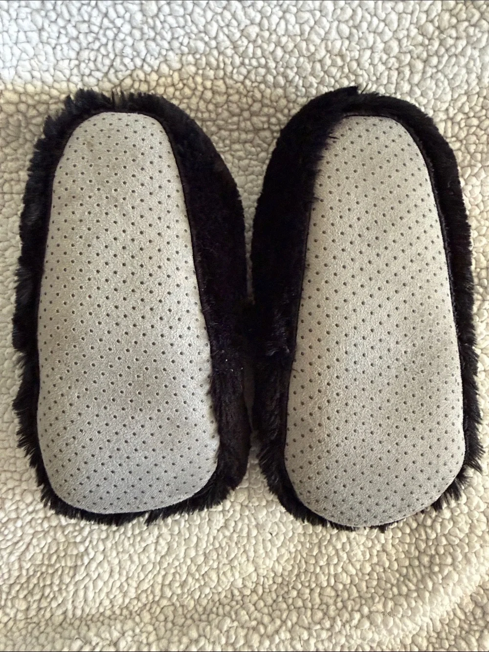 Black Bear Plush Kids Slippers - Cozy Furry Indoor Shoes size 13